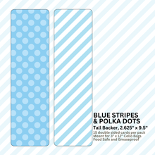 Load image into Gallery viewer, Blue Stripes &amp; Polka Dots  - 9.5&quot; x 2.625&quot; TALL BACKERS