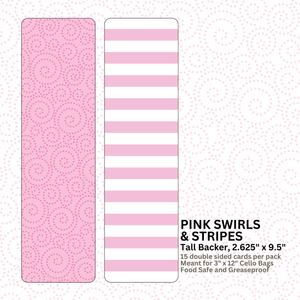 Pink Swirls & Stripes  - 9.5" x 2.625" TALL BACKERS (DEMO PACK)