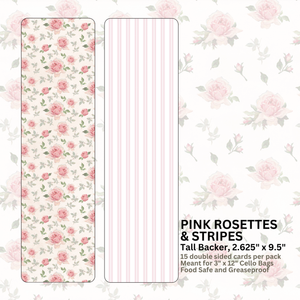 Pink Rosettes & Stripes- 9.5" x 2.625" TALL BACKERS