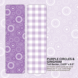 Purple Circles & Gingham- 9.5" x 2.625" TALL BACKERS