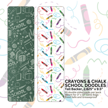 Load image into Gallery viewer, Crayons &amp; Chalk School Doodles  - 9.5&quot; x 2.625&quot; TALL BACKERS