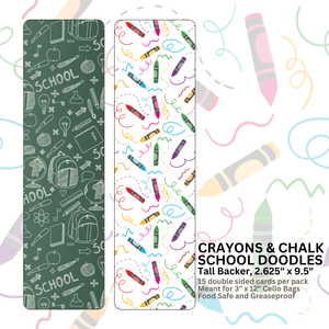 Crayons & Chalk School Doodles  - 9.5" x 2.625" TALL BACKERS