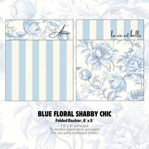 Blue Floral Shabby Chic - 6" x 5" FOLDED BACKERS