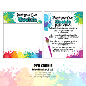 PYO Cookie Paint Splatter -6" x 5" FOLDED BACKERS