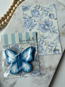 Blue Floral Shabby Chic - 6" x 5" FOLDED BACKERS