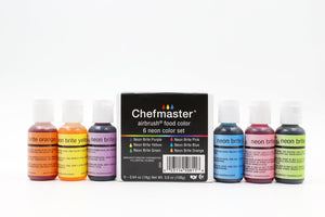 Chefmaster Airbrush Neon 6 Colors Kit 20 ml