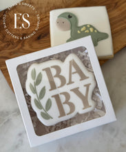 Load image into Gallery viewer, Baby Script With Leaves Stencil 2 piece stencil
