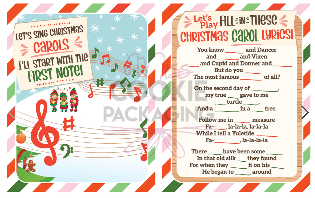 Greaseproof Backer – Elf Christmas Carols – 3.625″ x 4.5″ BAG Backer (coming soon)