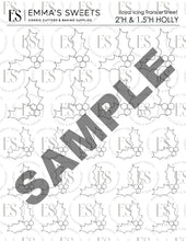 Load image into Gallery viewer, Holly 2"High and  1.5" High - Royal Icing Transfer Sheet