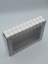 Load image into Gallery viewer, COOKIE BOX- GREY PINSTRIPE GINGHAM BOX - 7&quot; x 5&quot; x 1.25&quot;