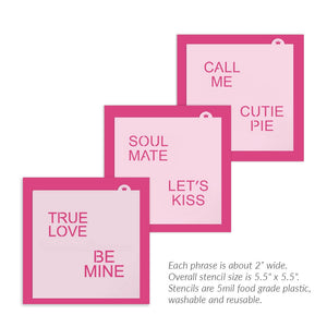 Conversation Hearts Classic Large 2" Sayings Stencil Set