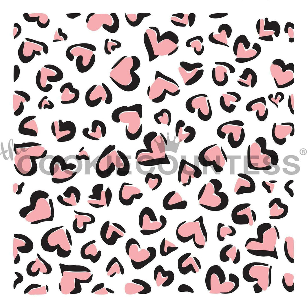 2 Piece Leopard Print Hearts Stencil
