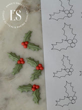 Load image into Gallery viewer, Holly 2"High and  1.5" High - Royal Icing Transfer Sheet