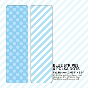 Blue Stripes & Polka Dots  - 9.5" x 2.625" TALL BACKERS (DEMO PACK)