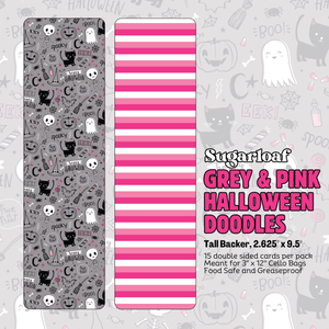 Grey & Pink Halloween Doodles - 9.5" x 2.625" Tall Backers