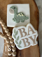 Load image into Gallery viewer, Baby Script With Leaves Stencil 2 piece stencil