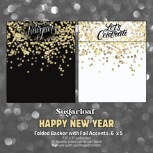 Load image into Gallery viewer, Happy New Year (Gold Foil) - 6&quot; x 5&quot; Folded Backers