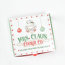 Load image into Gallery viewer, Cookie Pizza Box “Mrs Claus Cookie Co” – 4″ x 4″ x 7/8″