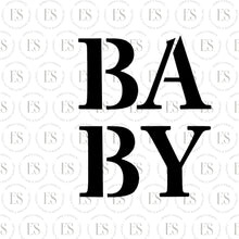 Load image into Gallery viewer, Baby Script With Leaves Stencil 2 piece stencil