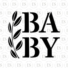 Load image into Gallery viewer, Baby Script With Leaves Stencil 2 piece stencil