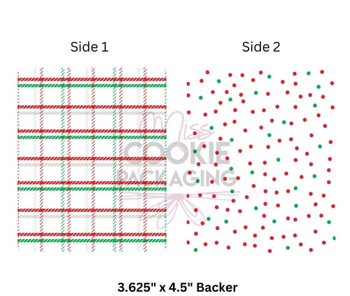 Greaseproof Backer – Christmas Plaid Dots – 3.625″ x 4.5″ Backer