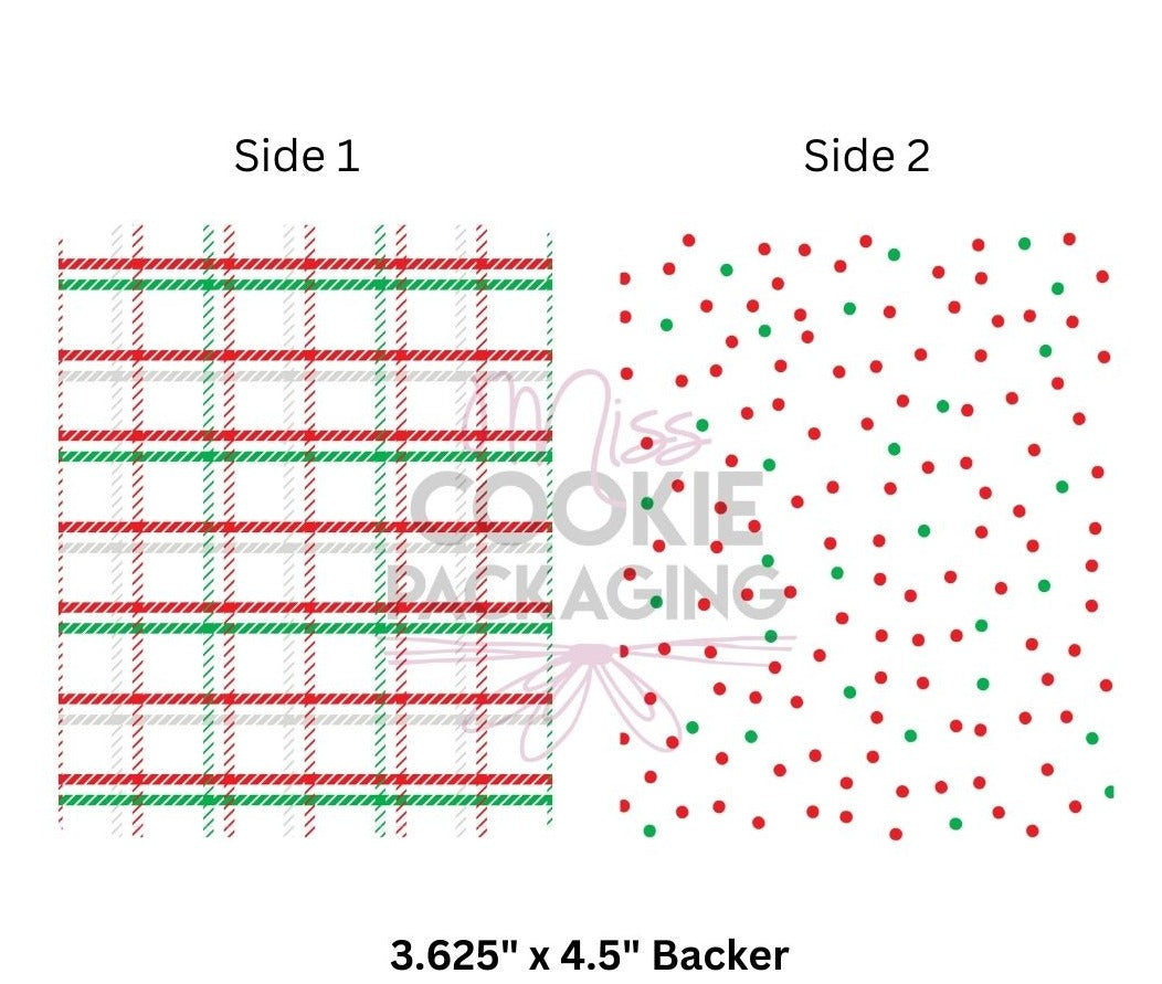 Greaseproof Backer – Christmas Plaid Dots – 3.625″ x 4.5″ Backer (limited quantities left)