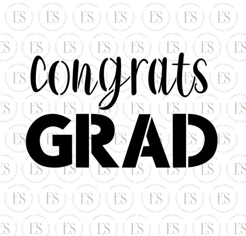 Congrats Grad Script Stencil