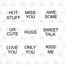 Load image into Gallery viewer, Conversation Hearts Sayings #1 Stencil