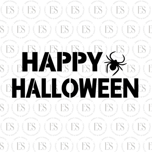 Happy Halloween Script With Spider Stencil