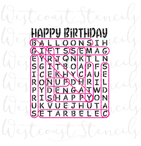 BIRTHDAY WORD SEARCH stencil