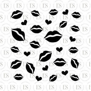 Lips And Heart Stencil