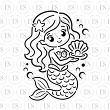 Load image into Gallery viewer, Little Mermaid With Clam Stencil