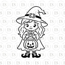 Load image into Gallery viewer, Little Witch With Pumpkin Stencil