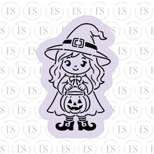 Load image into Gallery viewer, Little Witch With Pumpkin Cookie Cutter