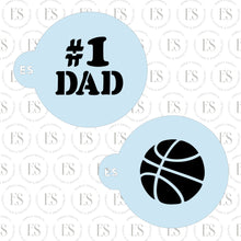 Load image into Gallery viewer, 2 PIECE -Mini Stencils (#1 DAD AND BASKETBALL)