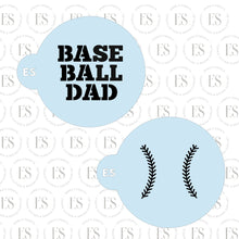 Load image into Gallery viewer, 2 PIECE -Mini Stencils (BASEBALL DAD AND BASEBALL)