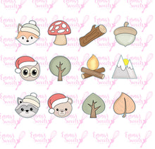 Load image into Gallery viewer, 12 pc Woodland Animals Mini Cookie Cutters for ADVENT CALENDAR 2024