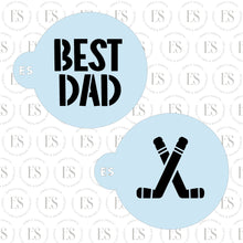 Load image into Gallery viewer, 2 PIECE -Mini Stencils (BEST DAD AND HOCKEY STICKS)