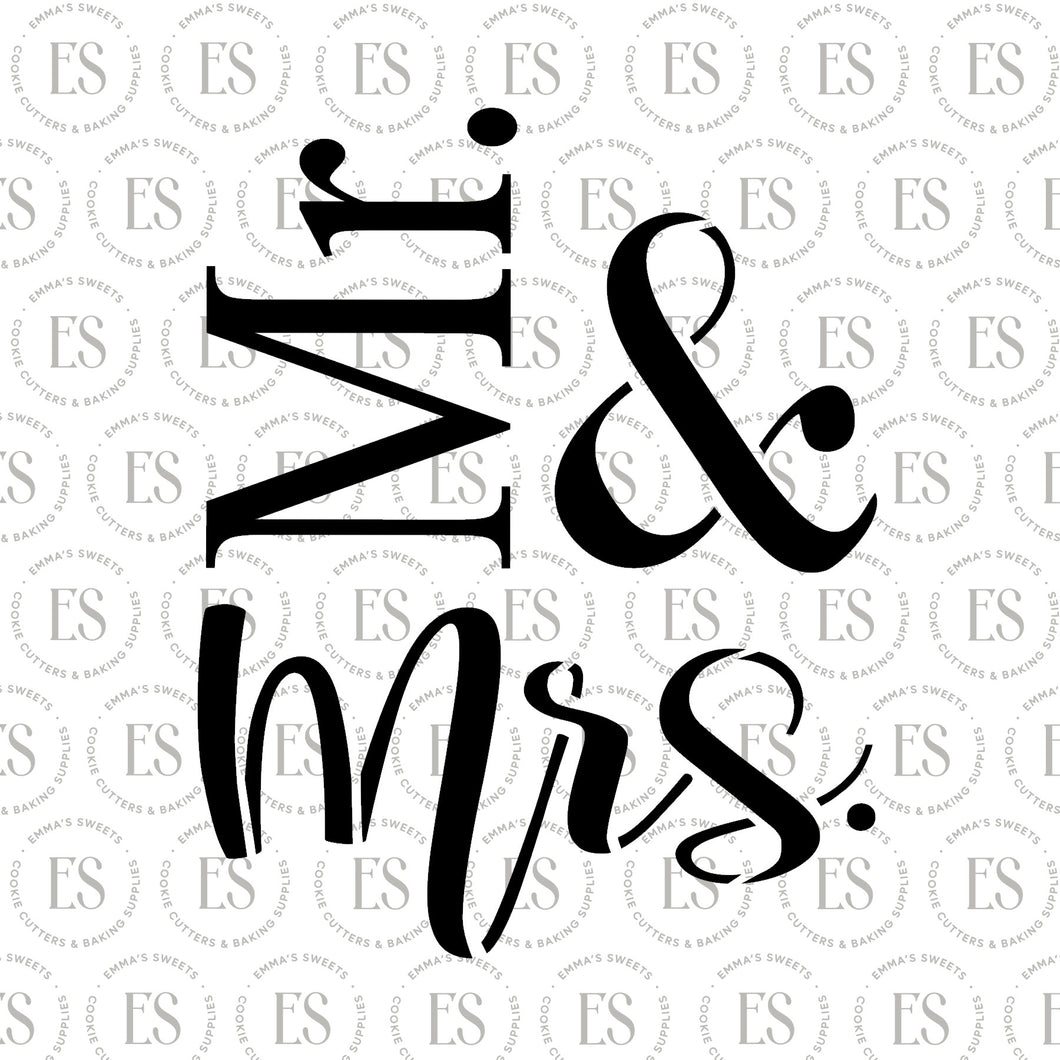 Mr & Mrs #2 Script Stencil