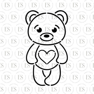 PYO Bear With Heart Stencil