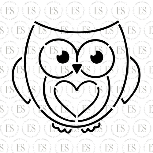 PYO Owl With Heart Stencil