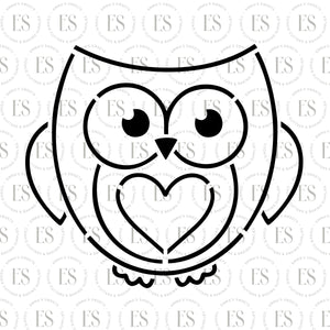 PYO Owl With Heart Stencil