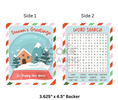 Greaseproof Backer – Elf Snow Globe Card – 3.625″ x 4.5″ Backer