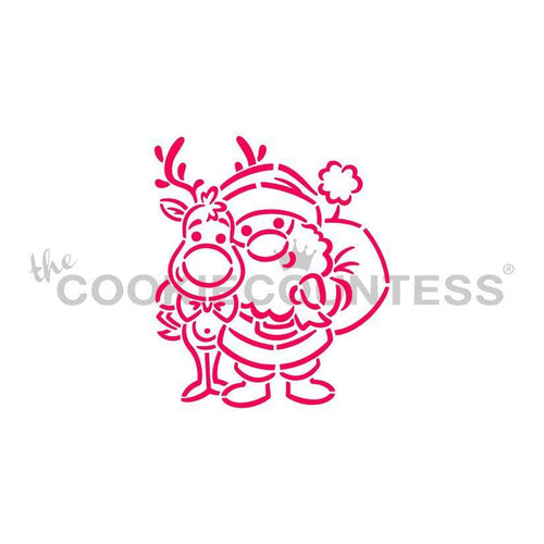 Santa and Rudolph Stencil - Drawn by Krista