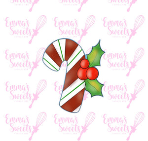 Chubby Candy Cane With Holly