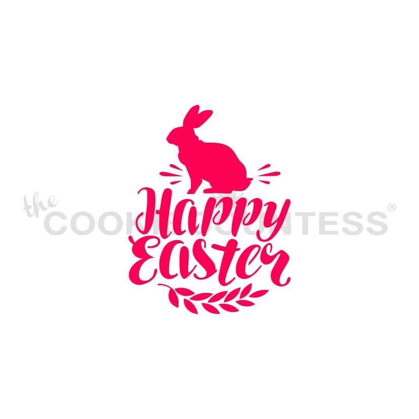 Happy Easter with Bunny Stencil