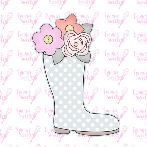 Rain Boot With Flowers