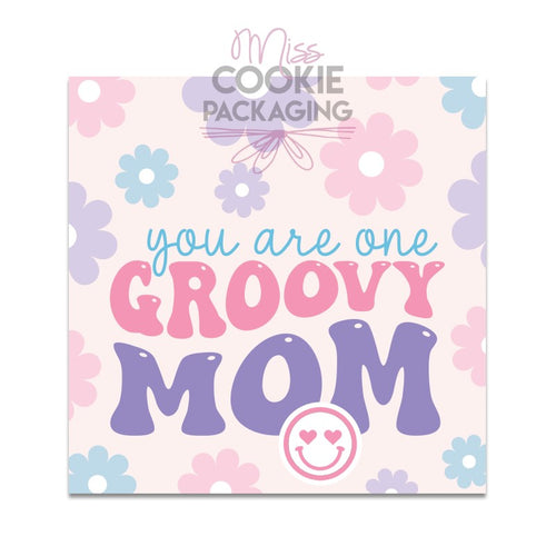 “You are one Groovy Mom” Tag – 25 Printed 2″ Square Tags