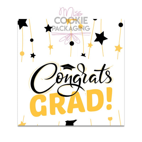 “Congrats Grad!” Tag – 25 Printed 2″ Square Tags